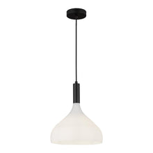 Load image into Gallery viewer, Belleview 12-in Matte Black/Opal Glass 1 Light Pendant