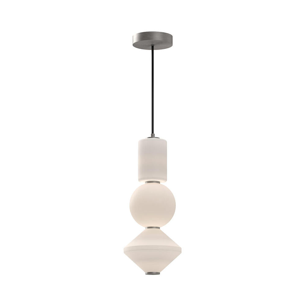 Bijou 8-in Brushed Nickel/Opal Matte Glass LED Pendant