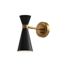 Load image into Gallery viewer, Blake 4-in Aged Gold/Matte Black 1 Light Wall/Vanity