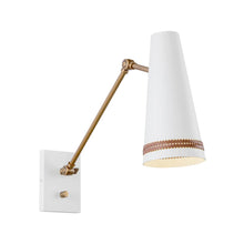 Load image into Gallery viewer, Brickell 5-in Matte White/Hazelnut Leather 1 Light Wall/Vanity