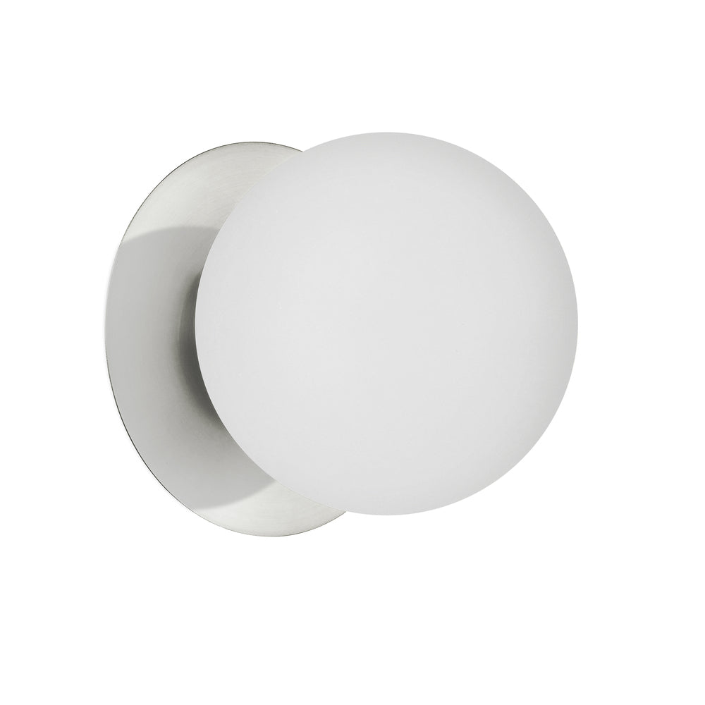 1LT Halogen Wall Sconce, PC w/ White Glass