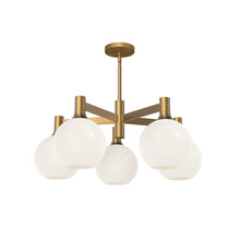 Load image into Gallery viewer, Castilla 29-in Aged Gold/Opal Matte Glass 5 Lights Chandeliers