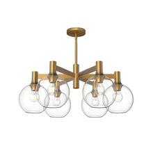 Load image into Gallery viewer, Castilla 29-in Aged Gold/Clear Glass 6 Lights Chandeliers