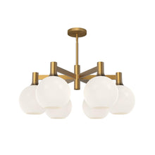 Load image into Gallery viewer, Castilla 29-in Aged Gold/Opal Matte Glass 6 Lights Chandeliers
