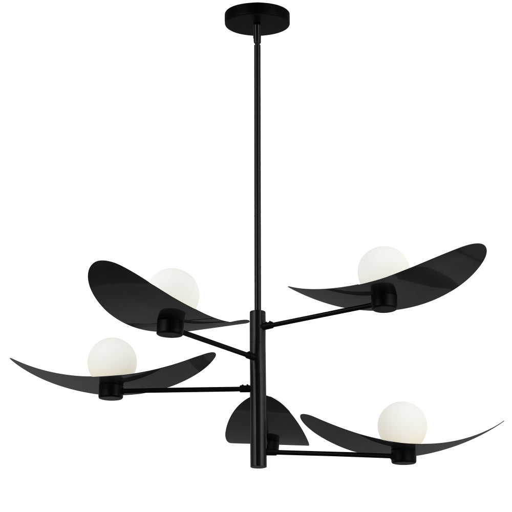 5LT Chandelier, MB w/ Opal Glass