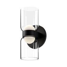 Load image into Gallery viewer, Cedar 11-in Black/Clear LED Wall Sconce