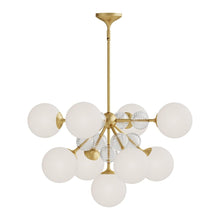 Load image into Gallery viewer, Celia 31-in Brushed Gold/Opal Glass 9 Lights Chandeliers