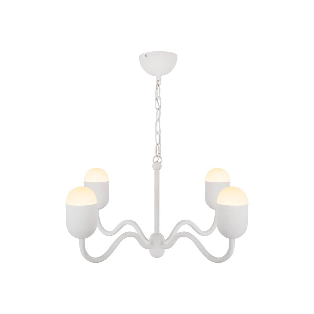 Effie 27-in Antique White/Opal Glass Socket Chandelier