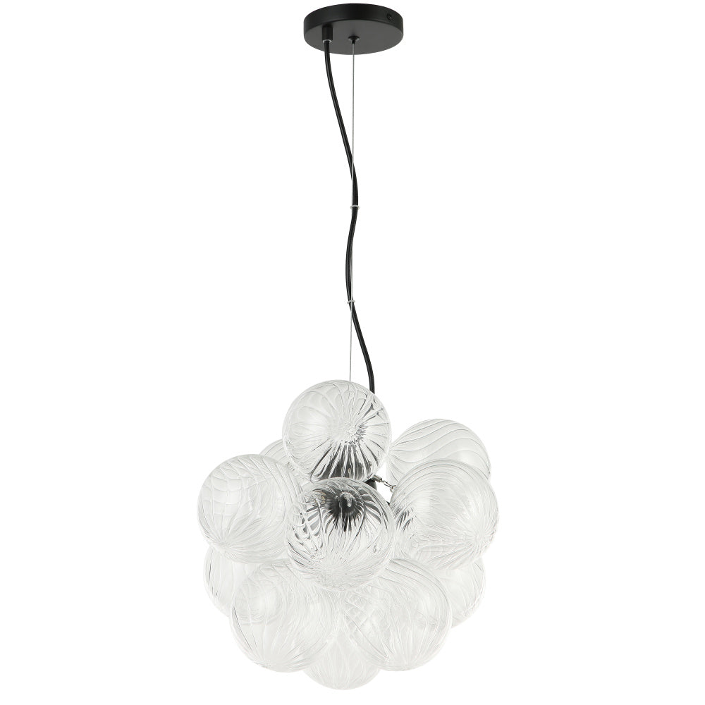 3LT Pendant, MB w/ CLR Spiral Glass