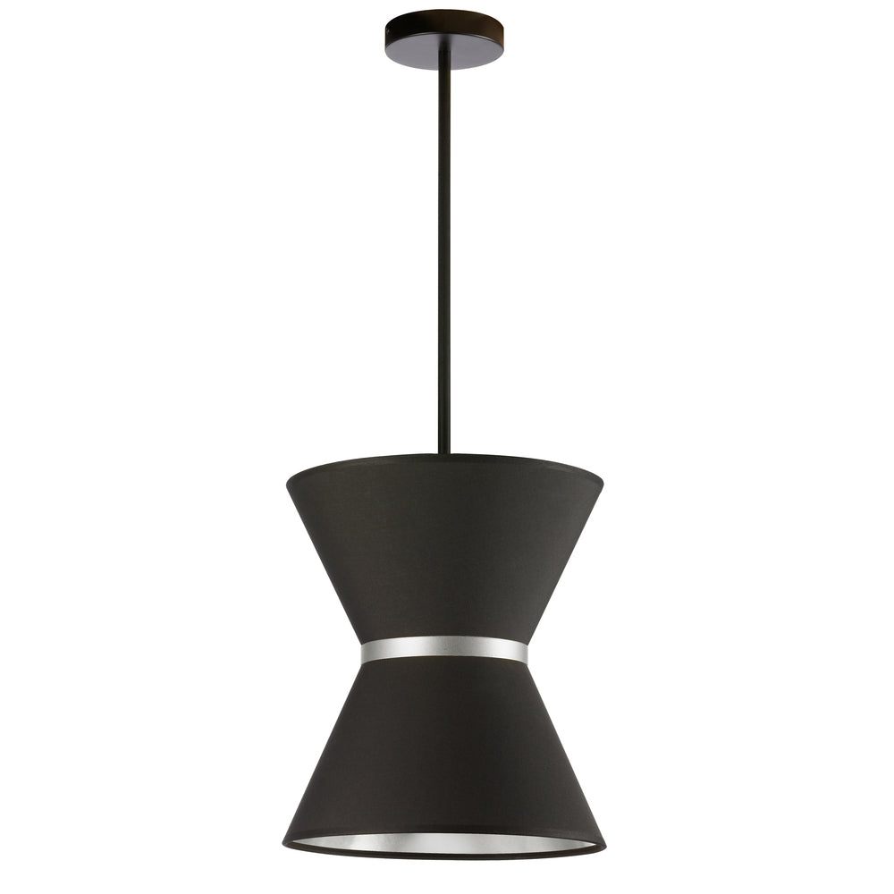 1LT Incand Pendant, MB w/ SLV ring, BK/SLV Shade
