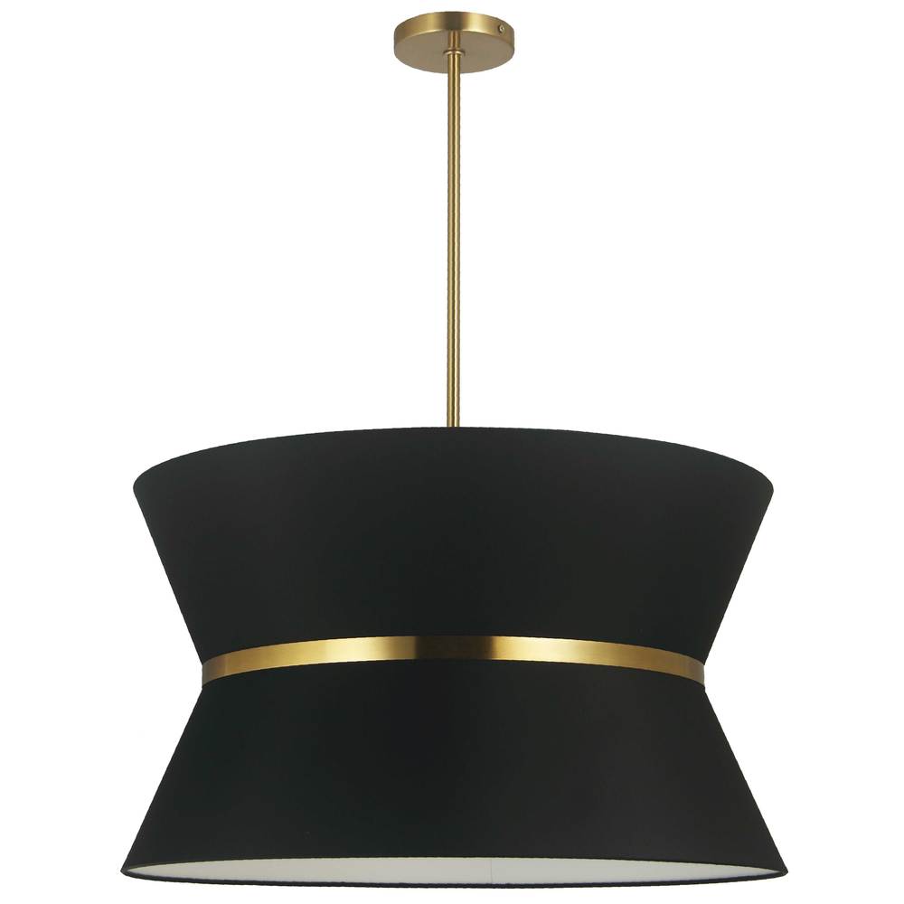 4LT Incand Chandelier, AGB w/ GLD ring, BK Shade