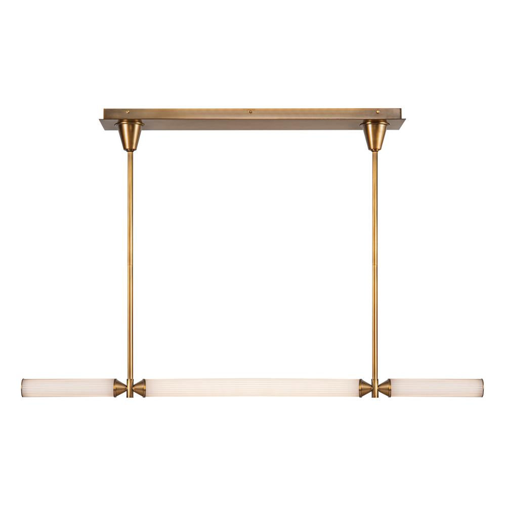 Edwin 48-in Vintage Brass/Frosted Ribbed Glass LED Linear Pendant