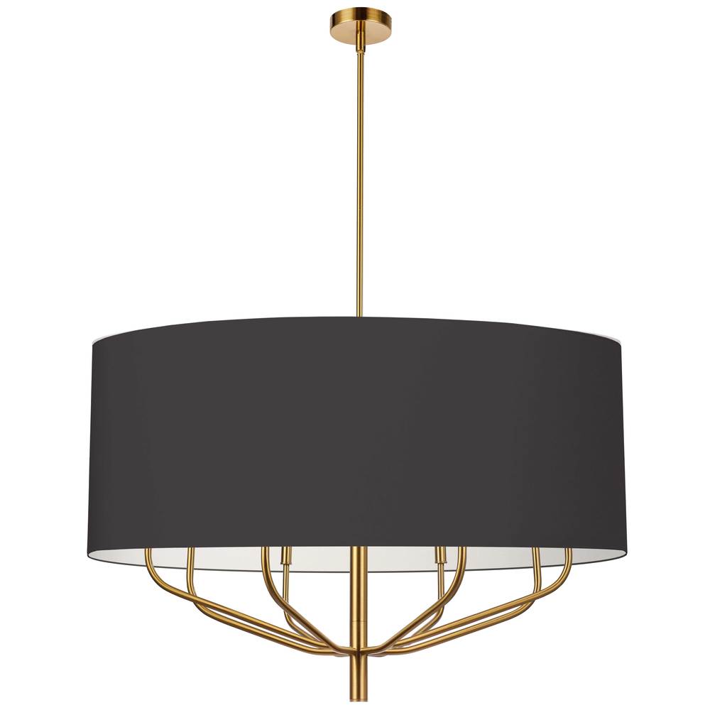 8LT Incandescent Chandelier, AGB w/ BK Shade