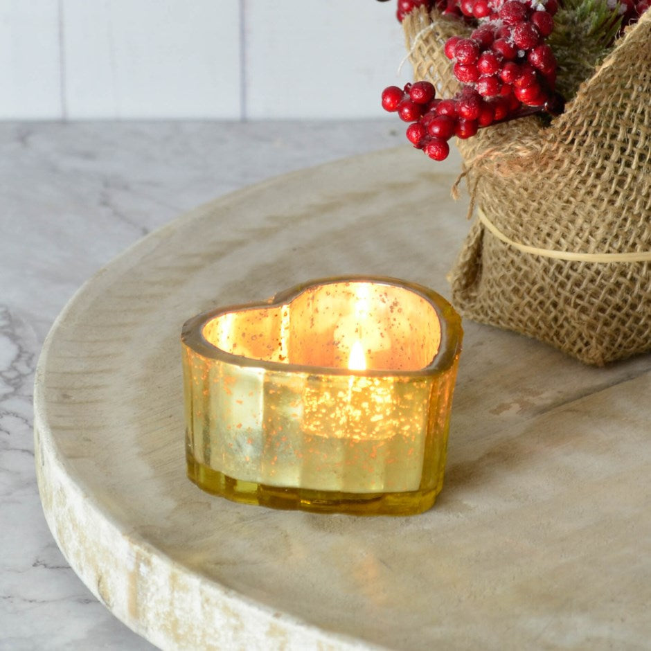 Dazzle Heart Candleholder Golden - by Rosha