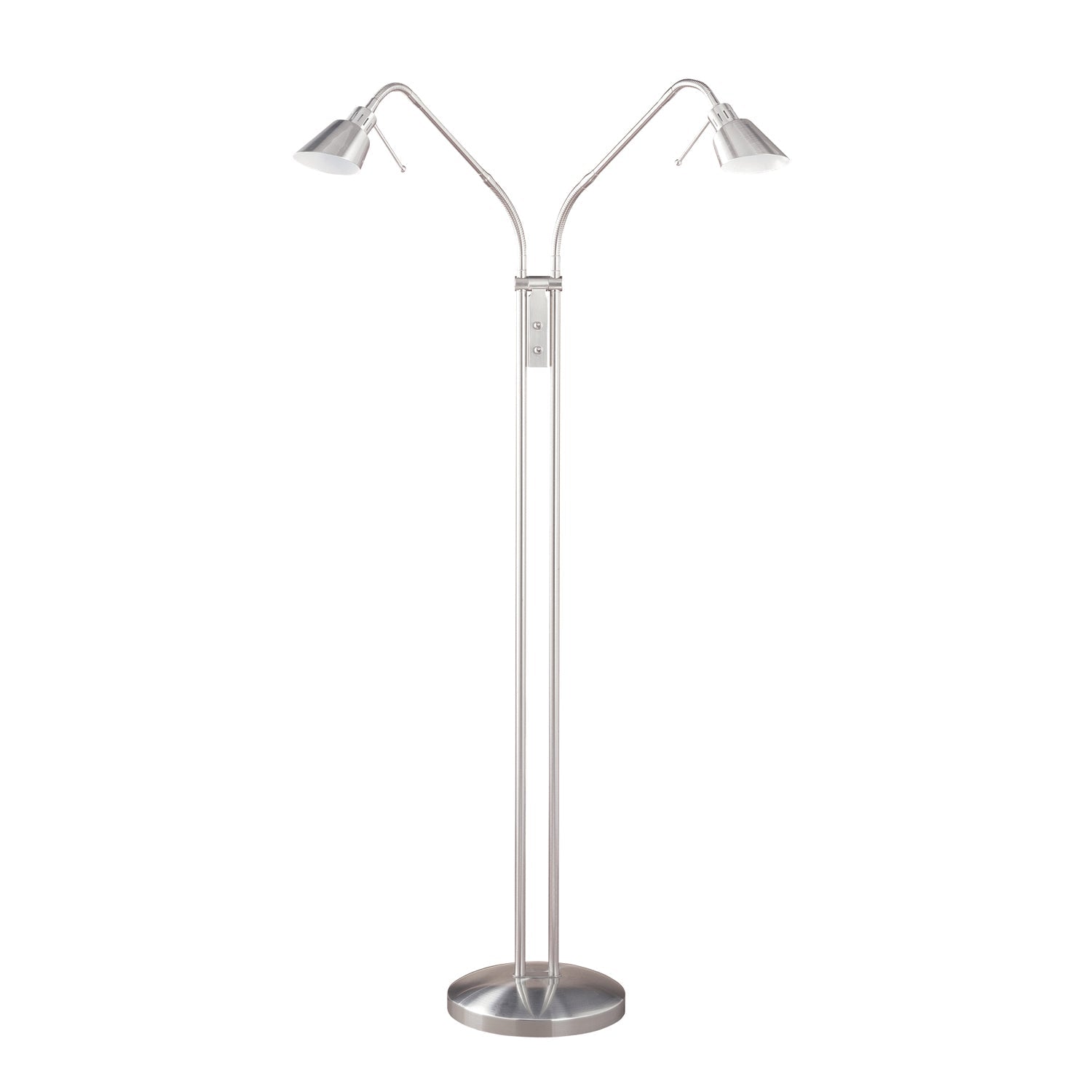 OSLO TWINS Black Floor Lamp - Satin Nickel