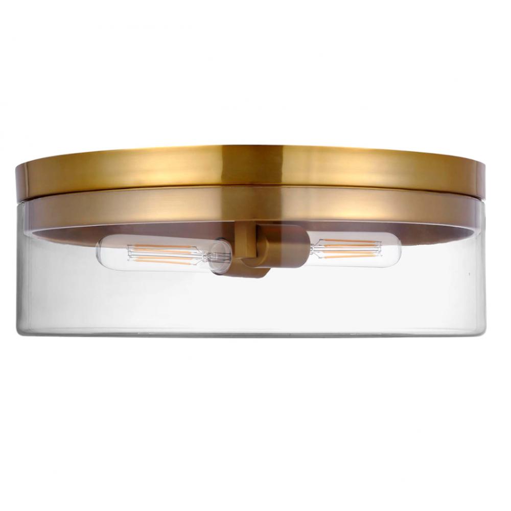 2LT Flush Mount, AGB w/ CLR Glass