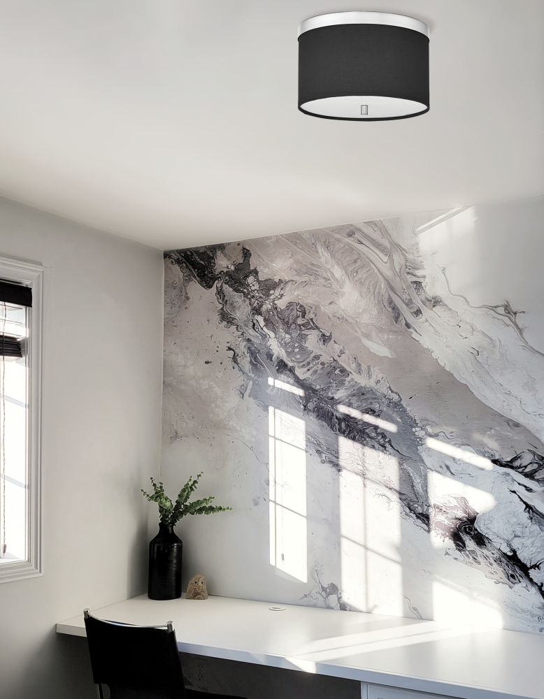 2LT Flush Mount, PC w/ BK Shade