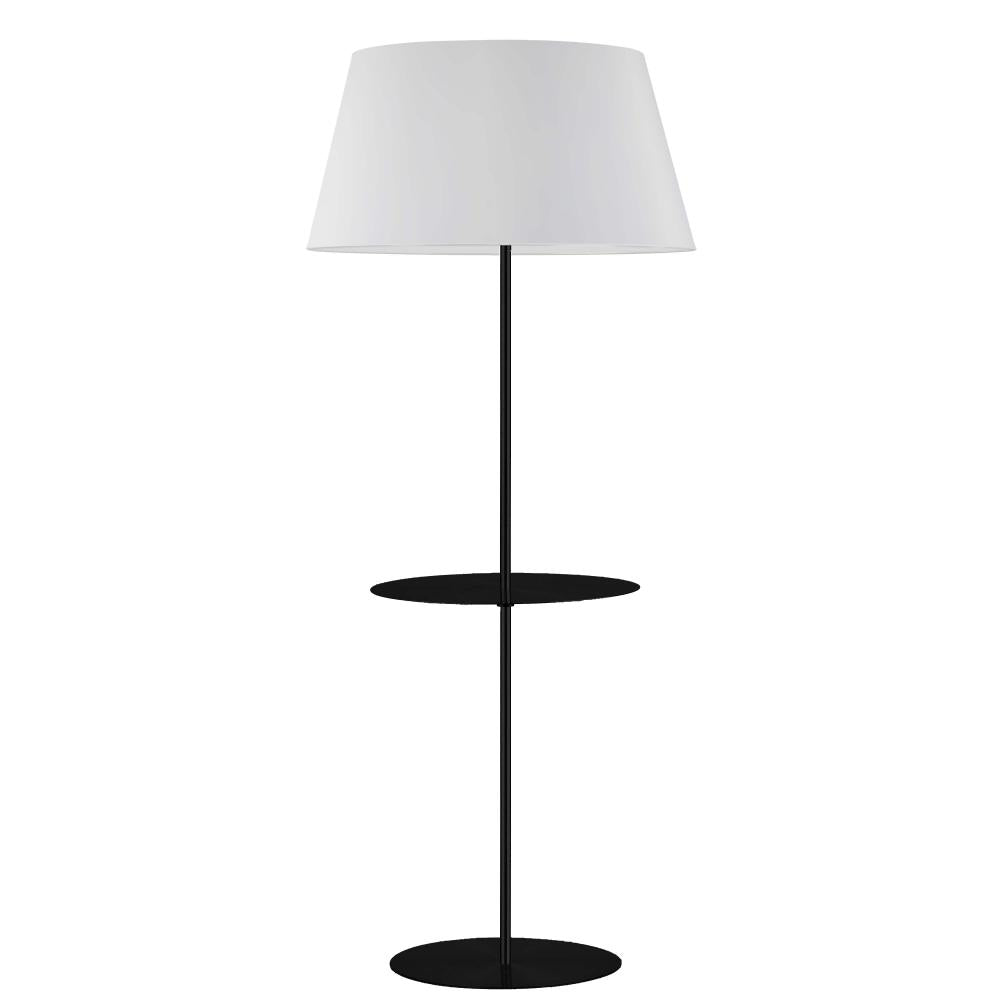 1LT Rnd Base Floor w/ Shelf, MB w/ WH Shade
