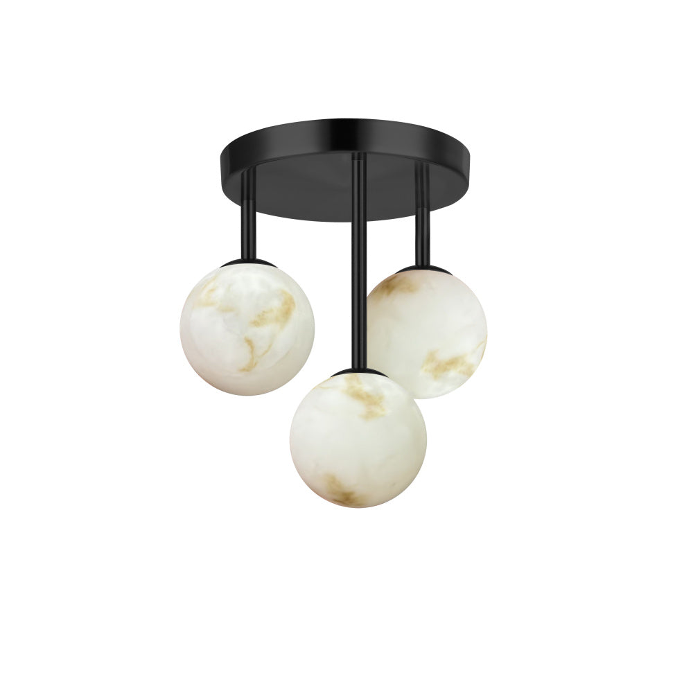 4LT Flush Mount, MB w/ Faux Alabaster