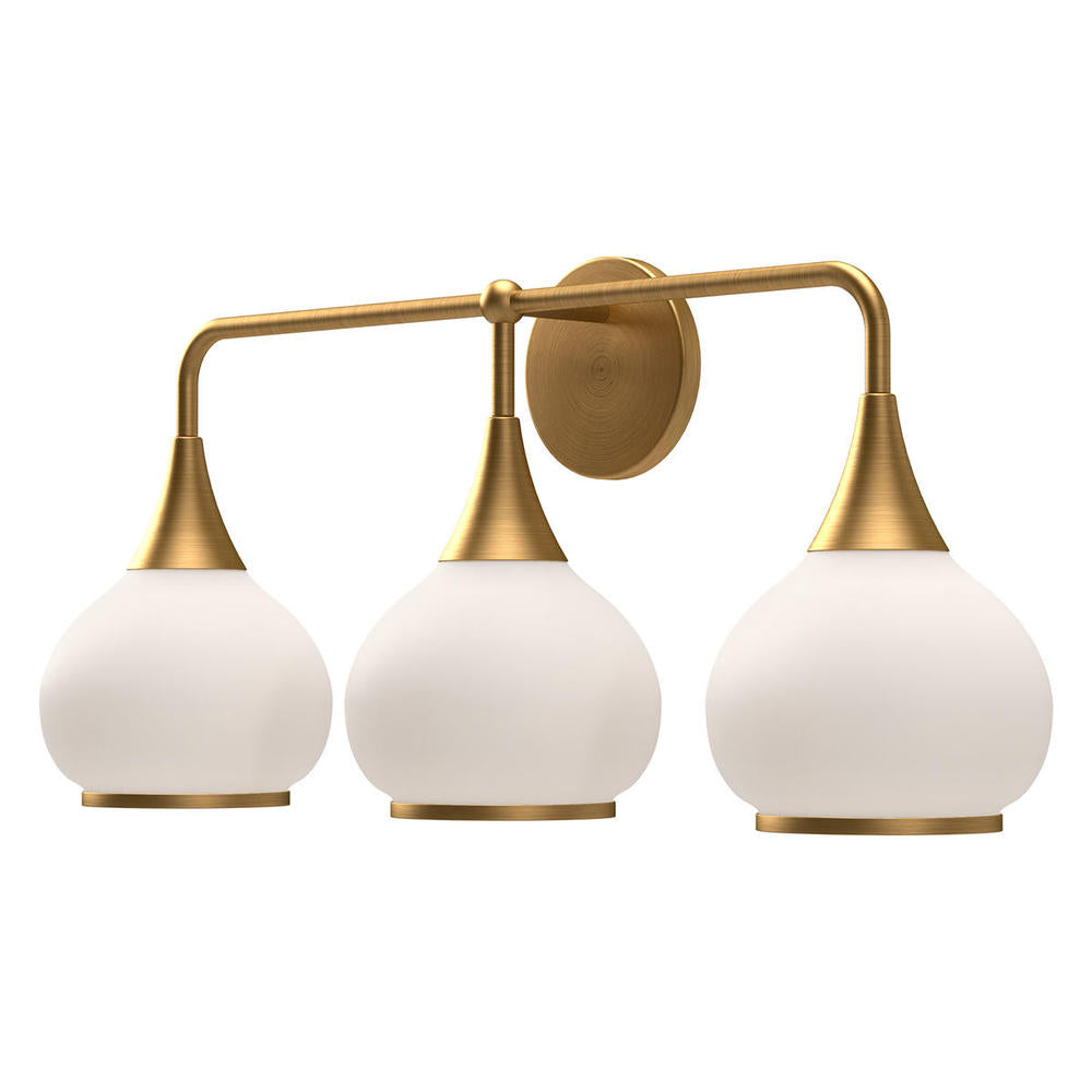 Hazel 26-in Aged Gold/Opal Matte Glass 3 Lights Vanity