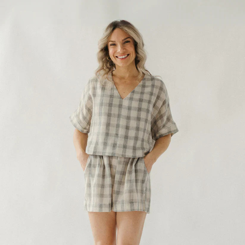 Grey Plaid Crop Top - One Sized by Pokoloko