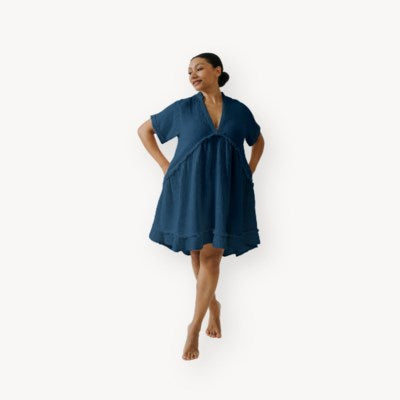 Crinkle Ruffled V Dress (3 Colours)