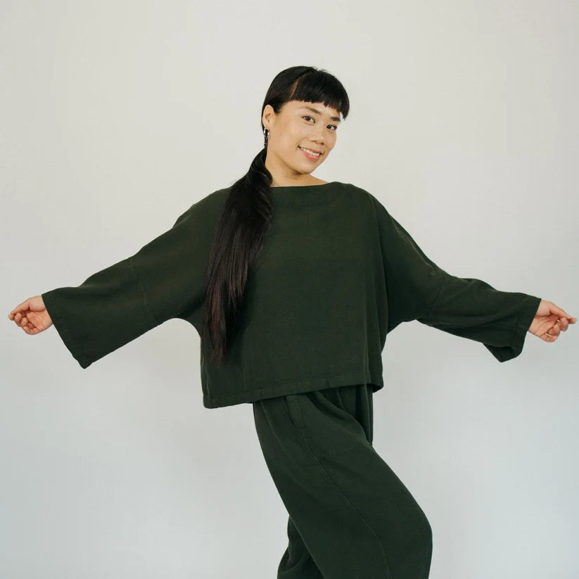 Loft Cotton Crop Bell Sleeve Top