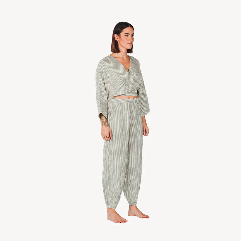 Striped Crinkle Jogger Pants