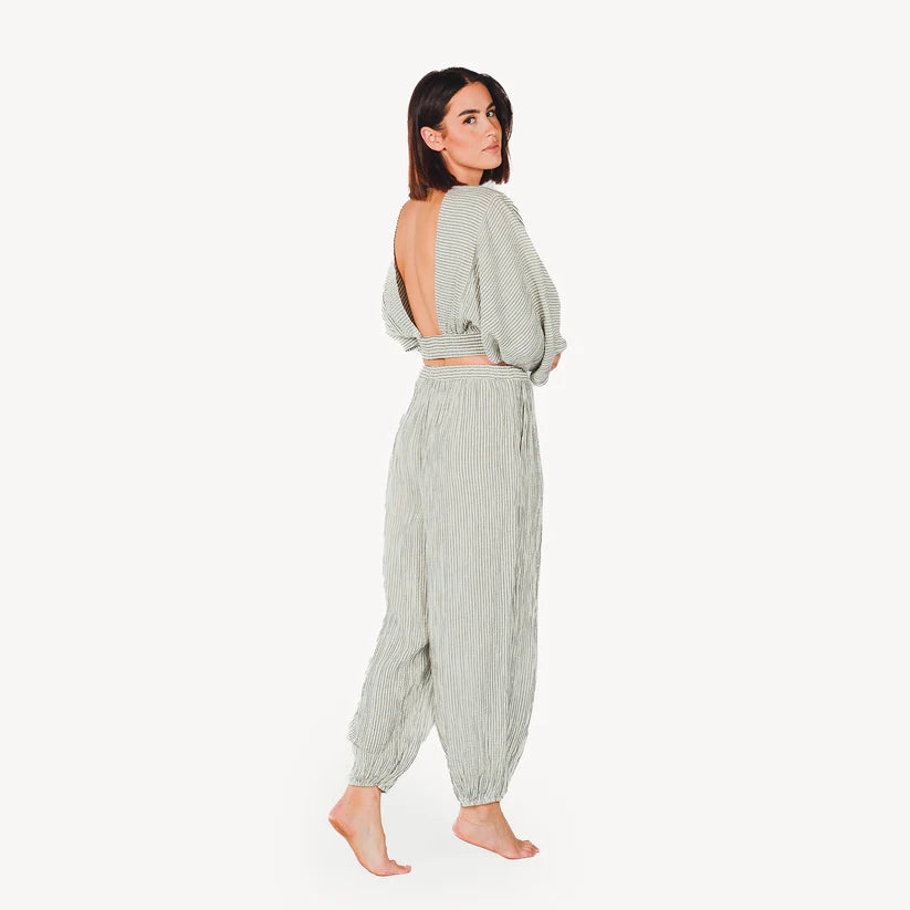 Striped Crinkle Jogger Pants
