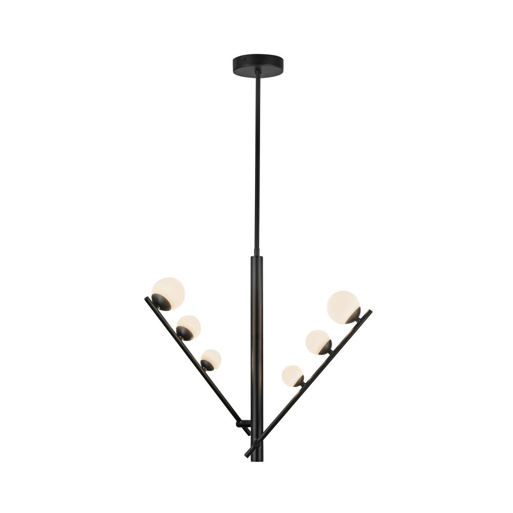 Cypress 2 Head Black/Opal Glass LED Pendant