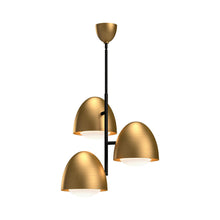 Load image into Gallery viewer, Kenji 24-in Aged Gold/Opal Matte Glass 3 Lights Chandeliers