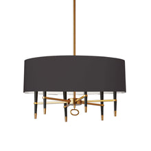 Load image into Gallery viewer, 6LT Incandescent Chandelier, VB w/ Blk Shade