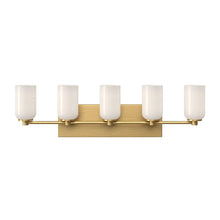 Load image into Gallery viewer, Nola 31-in Brushed Gold/Glossy Opal Glass Socket Vanity Light