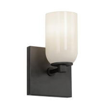 Load image into Gallery viewer, Nola 4-in Black/Glossy Opal Glass 1 Light Wall Sconce