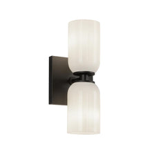 Load image into Gallery viewer, Nola 12-in Black/Glossy Opal Glass 2 Lights Wall Sconce