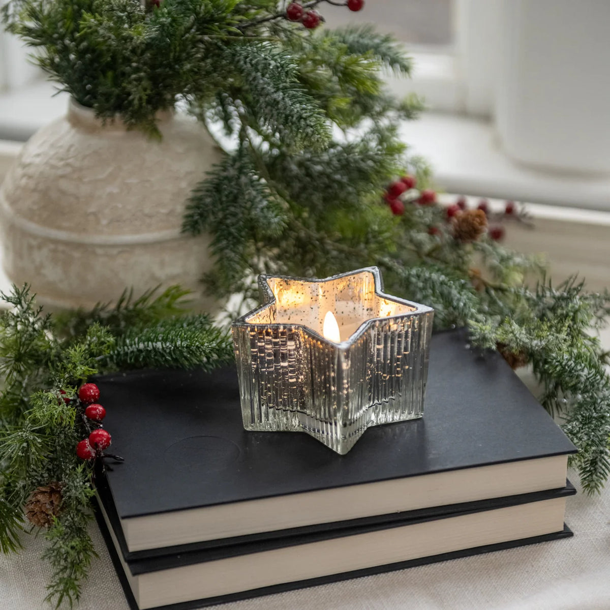 Dazzle star candleholder silver