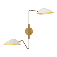 Load image into Gallery viewer, Oscar 6-in Aged Gold/White 2 Lights Wall/Vanity