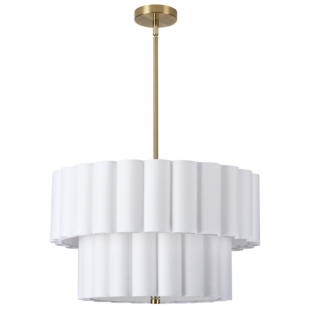 4LT AGB 2 Tier Pendant w/ WH Scallop Shades