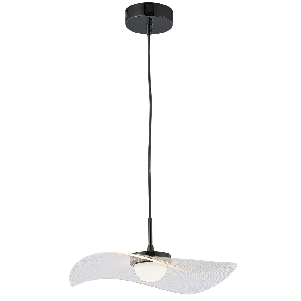 12W Pendant, MB w/ Clear and WH pinstripe Acrylic