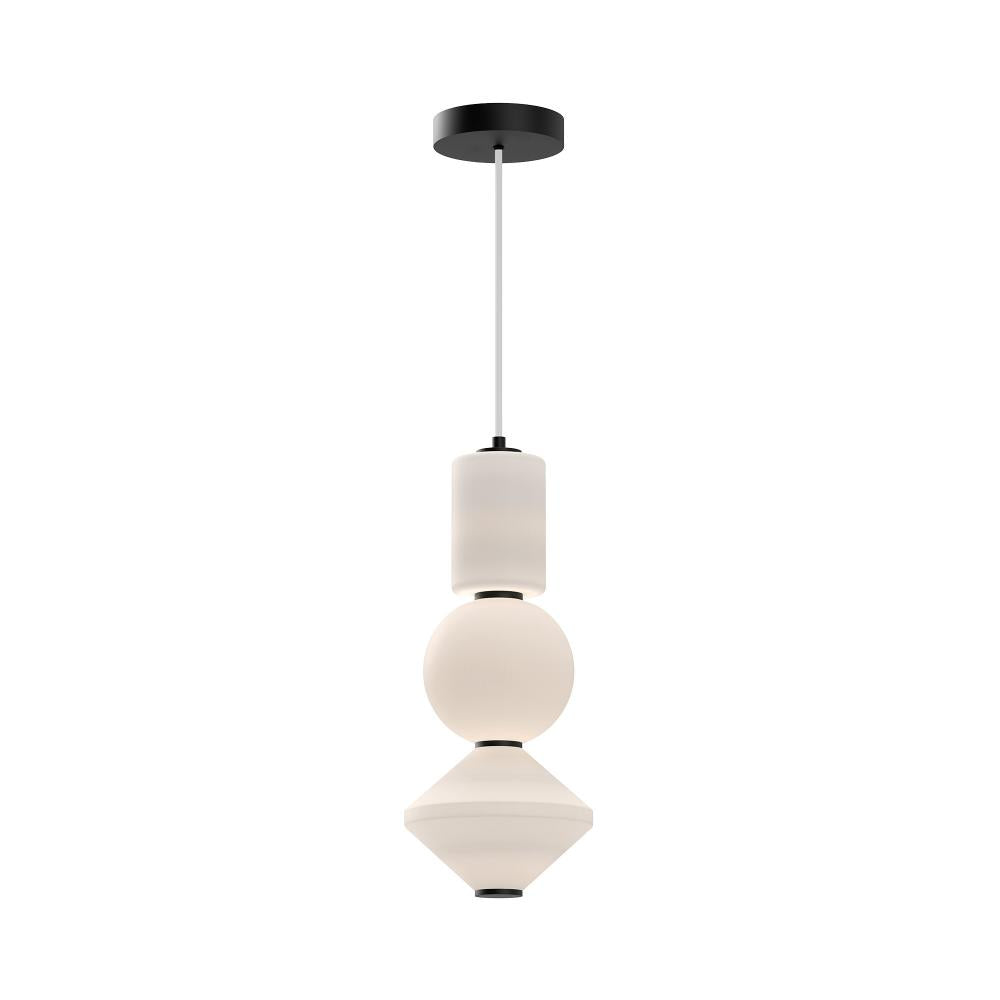 Bijou 8-in Matte Black/Opal Matte Glass LED Pendant