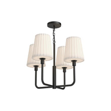 Load image into Gallery viewer, Plisse 23-in Matte Black/Opal Matte Glass 4 Lights Chandeliers