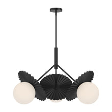 Load image into Gallery viewer, Plume 34-in Matte Black/Opal Glass 3 Lights Chandeliers