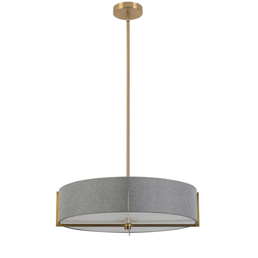 4LT Incandescent Pendant, AGB w/ GRY Shade