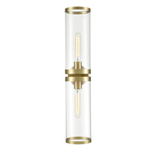 Load image into Gallery viewer, Revolve Ii Clear Glass/Natural Brass 2 Lights Wall/Vanity