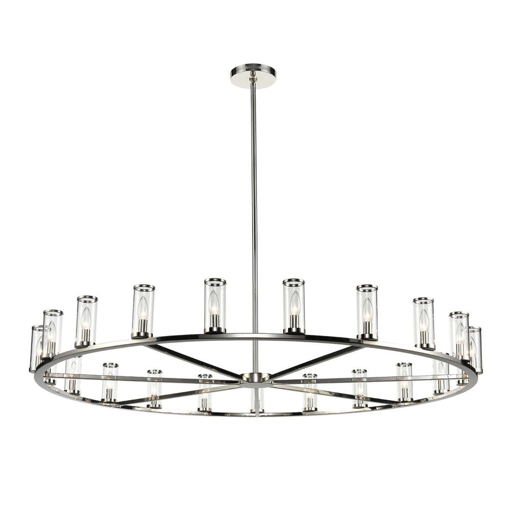 Revolve Clear Glass/Polished Nickel 21 Light Chandeliers