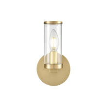 Load image into Gallery viewer, Revolve Clear Glass/Natural Brass 1 Light Wall/Vanity