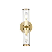 Load image into Gallery viewer, Revolve Clear Glass/Natural Brass 2 Lights Wall/Vanity