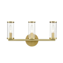Load image into Gallery viewer, Revolve Clear Glass/Natural Brass 3 Lights Wall/Vanity