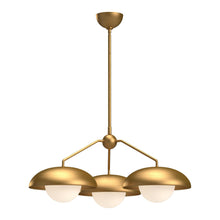 Load image into Gallery viewer, Rubio 28-in Aged Gold/Opal Matte Glass 3 Lights Chandeliers