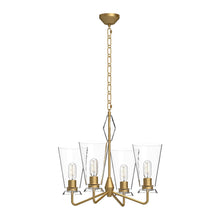 Load image into Gallery viewer, Salem 23-in Brushed Gold/Clear Glass 4 Lights Chandeliers